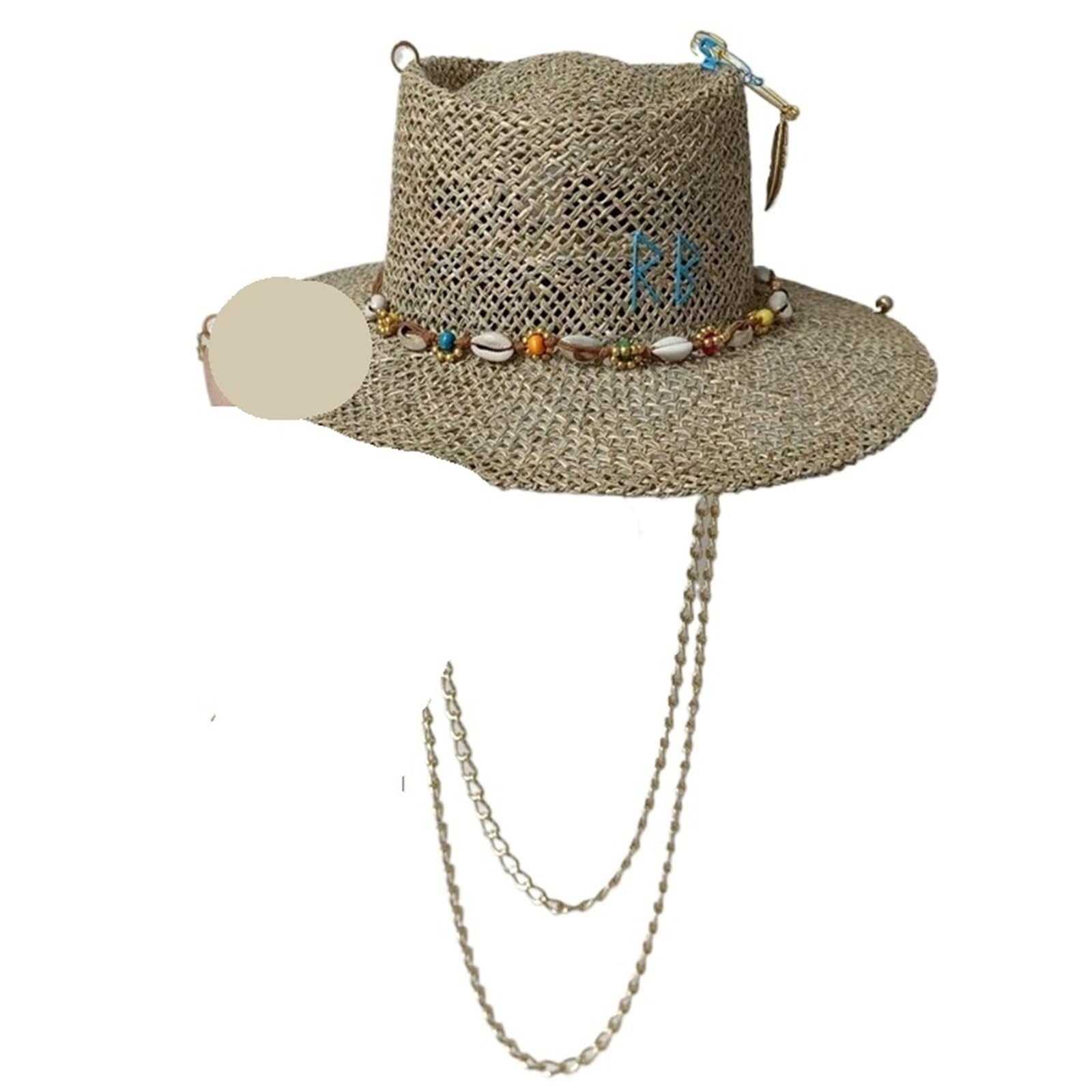 Damska czapka plażowa czarna litera wstążka dekoracja elegancka sukienka na imprezę kapelusz podróż słońce fedora regulowana 56-58 cm