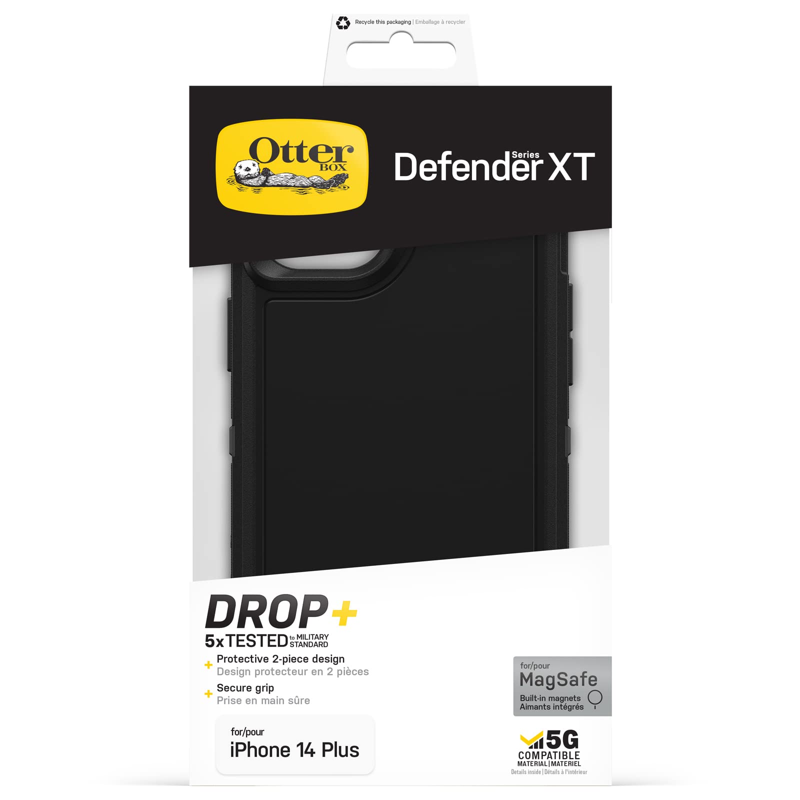 OtterBox Cover per iPhone 14 Plus Defender XT con MagSafe, resistente a shock e cadute, cover robusta, testata 5x vs le norme anti caduta MIL-STD 810G, Nero