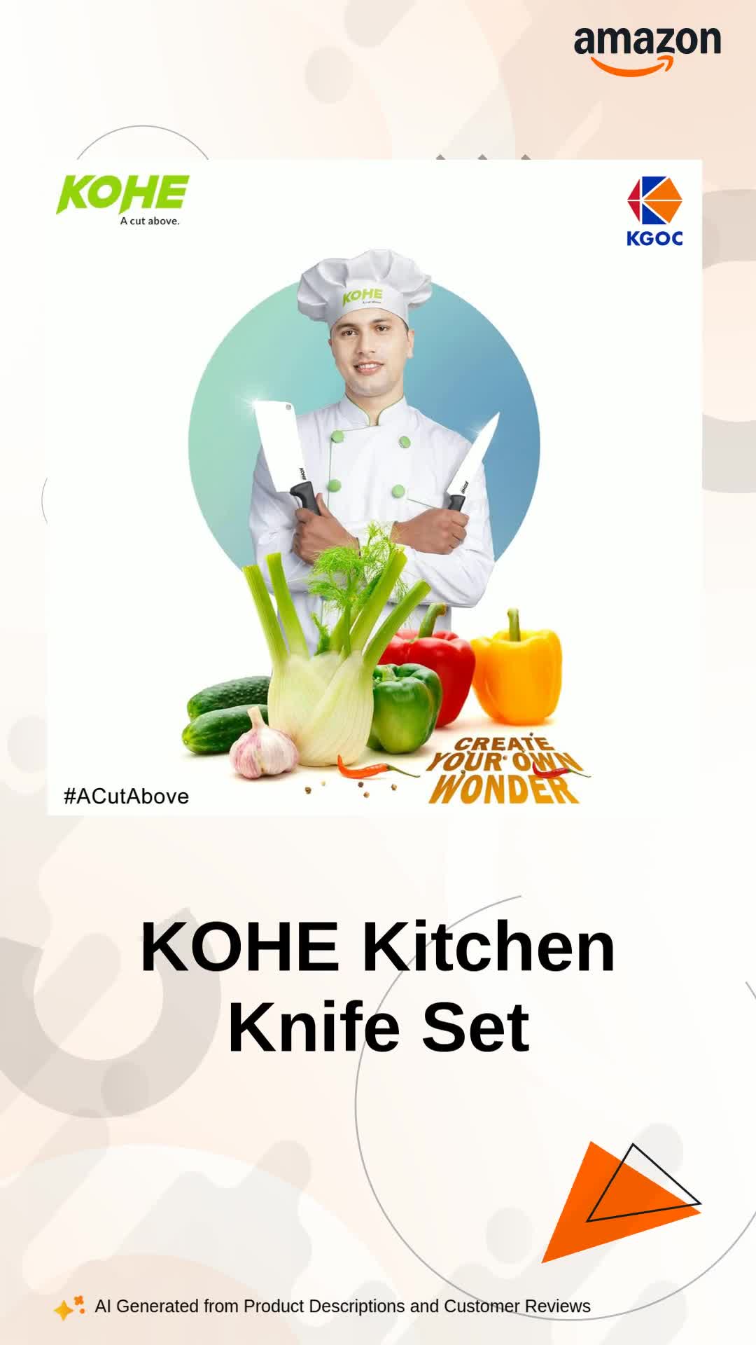 Buy KOHE 8 PCS Stainless Steel Kitchen Knife Set with Block, Knife