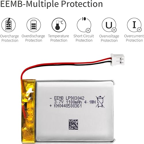 Miniatura 7 de EEMB Batería de polímero de litio 3.7V 1100mAh 903042 Lipo Batería recargable con conector JST de cable para altavoz y dispositivo inalámbrico
