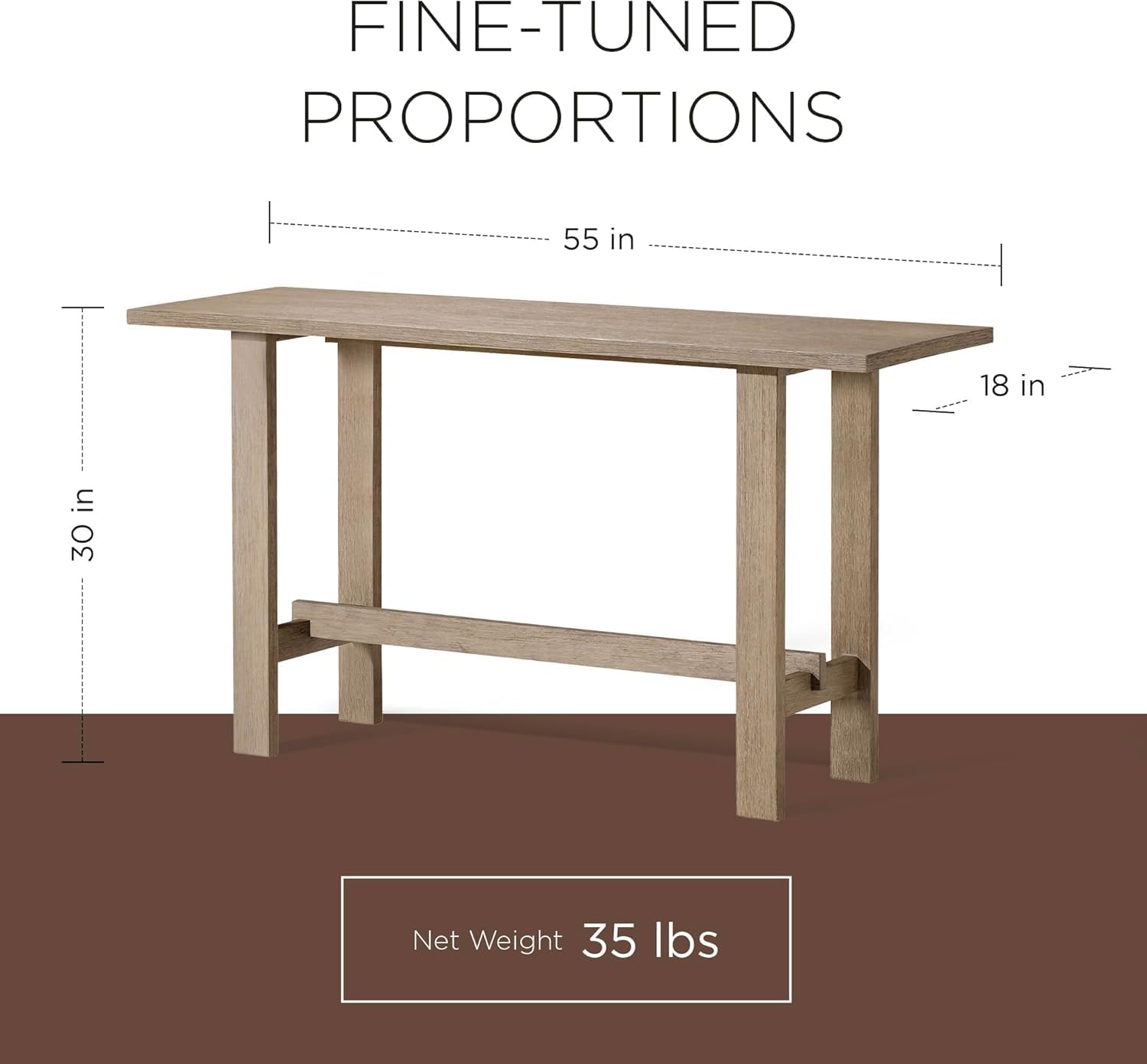 Maven Lane Hera Rustic Rectangular Accent Console Table for Small Spaces and Front Door Entrance Hallway in Weathered Grey Finish - Image 2