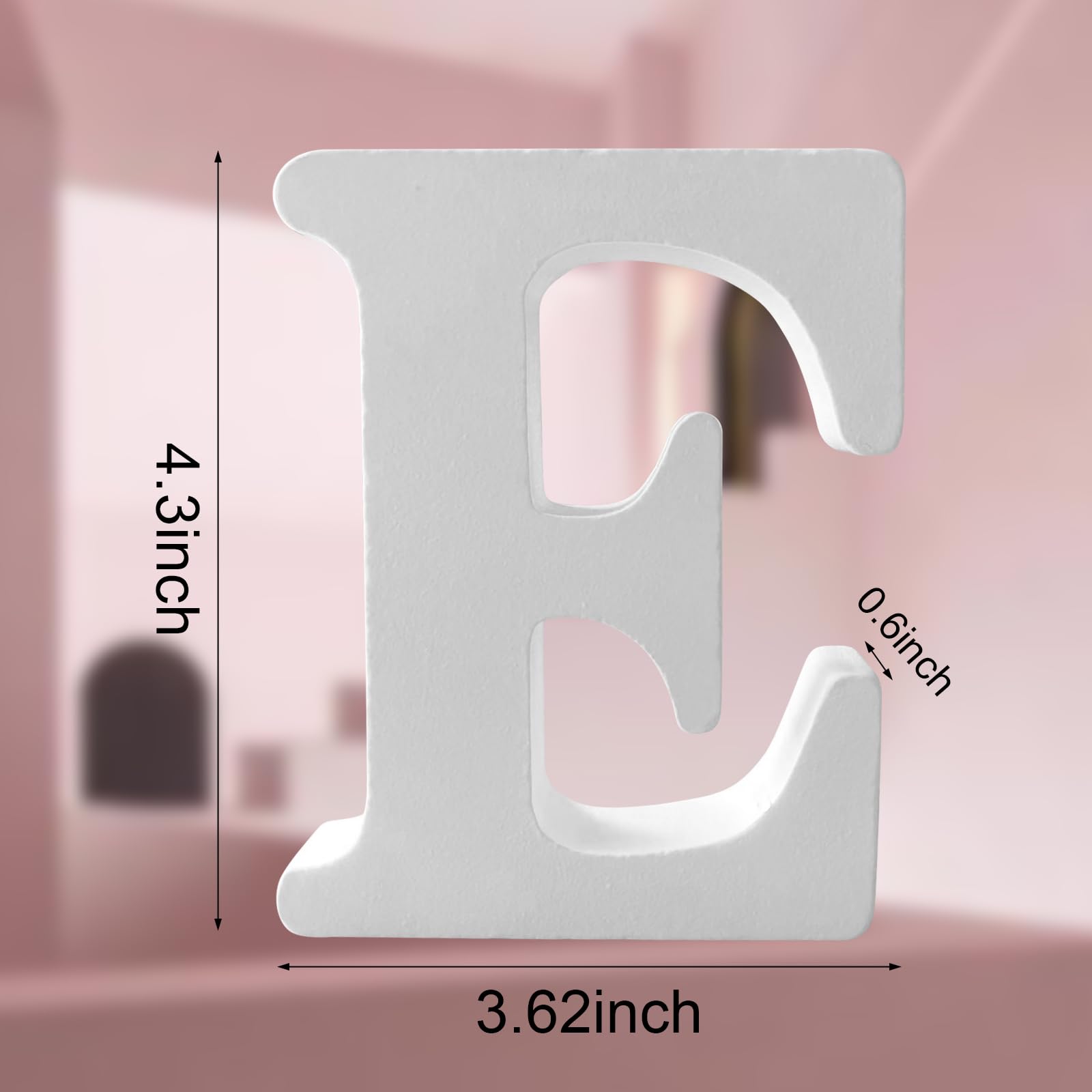 Letras de madera de 4.3 pulgadas, letras blancas de madera sin terminar para injerto, letras de madera para decoración de pared, letras de pie para dormitorio, hogar, cumpleaños, fiesta, bricolaje (E)