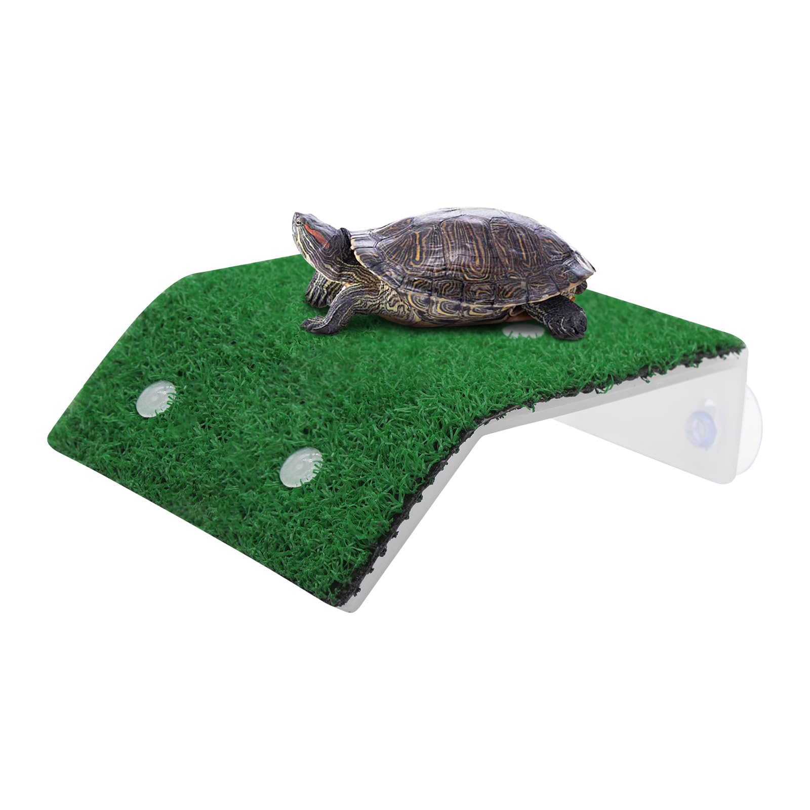 Hierba Rampa para Tortuga, Forma de Plantas Simuladas con Inclinación, Rampa de Escalada de Césped para Pequeños Reptiles, Rana, Terrapín, Terraza para Tortuga para Trepar, Tomar el Sol (M)