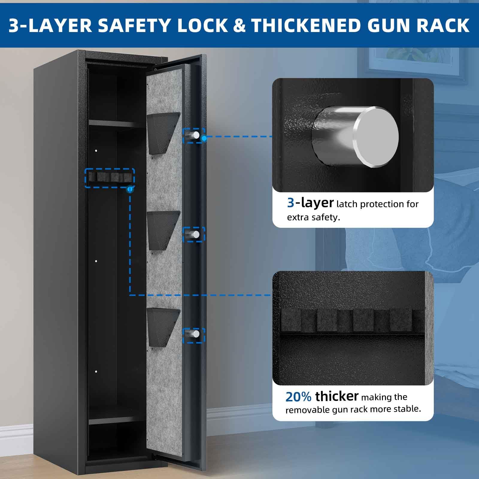 KAER 6 Gun Safe for Rifles and Pistols, Large Gunsafe Cabinet Rifle ...