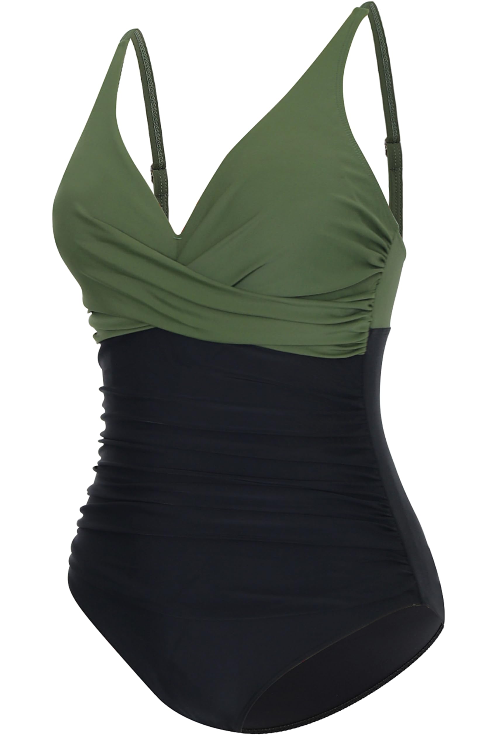 LA ORCHID Damen Badeanzug bauchweg Push up einteiliger Badeanzug bademode v Ausschnitt bademode high Waist für Urlaub