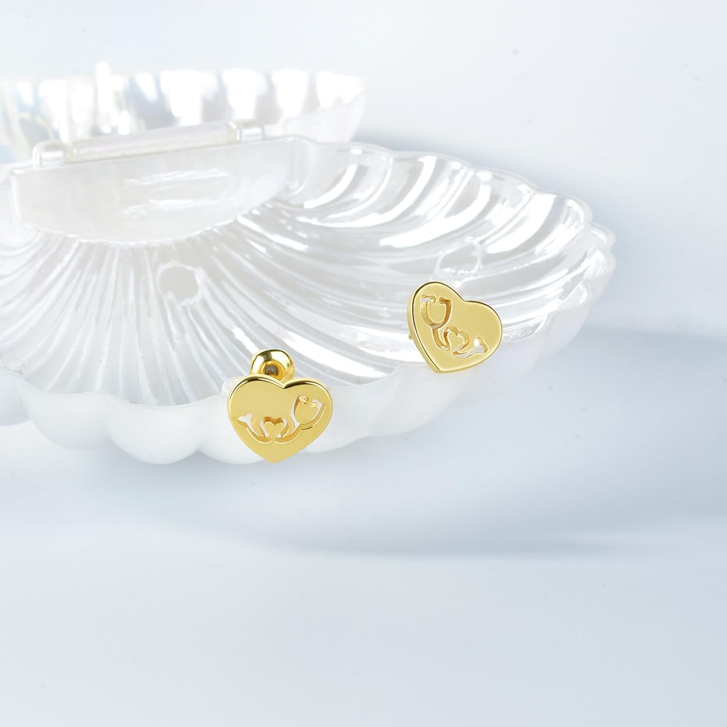 Nurse Earrings for Women Sterling Silver Stethoscope Stud Earrings With Heart Medical Post Elegant Minimalist Jewelry for Practitioner Rn Doctor Student Gifts for Nurses Day Birthday - Image 4