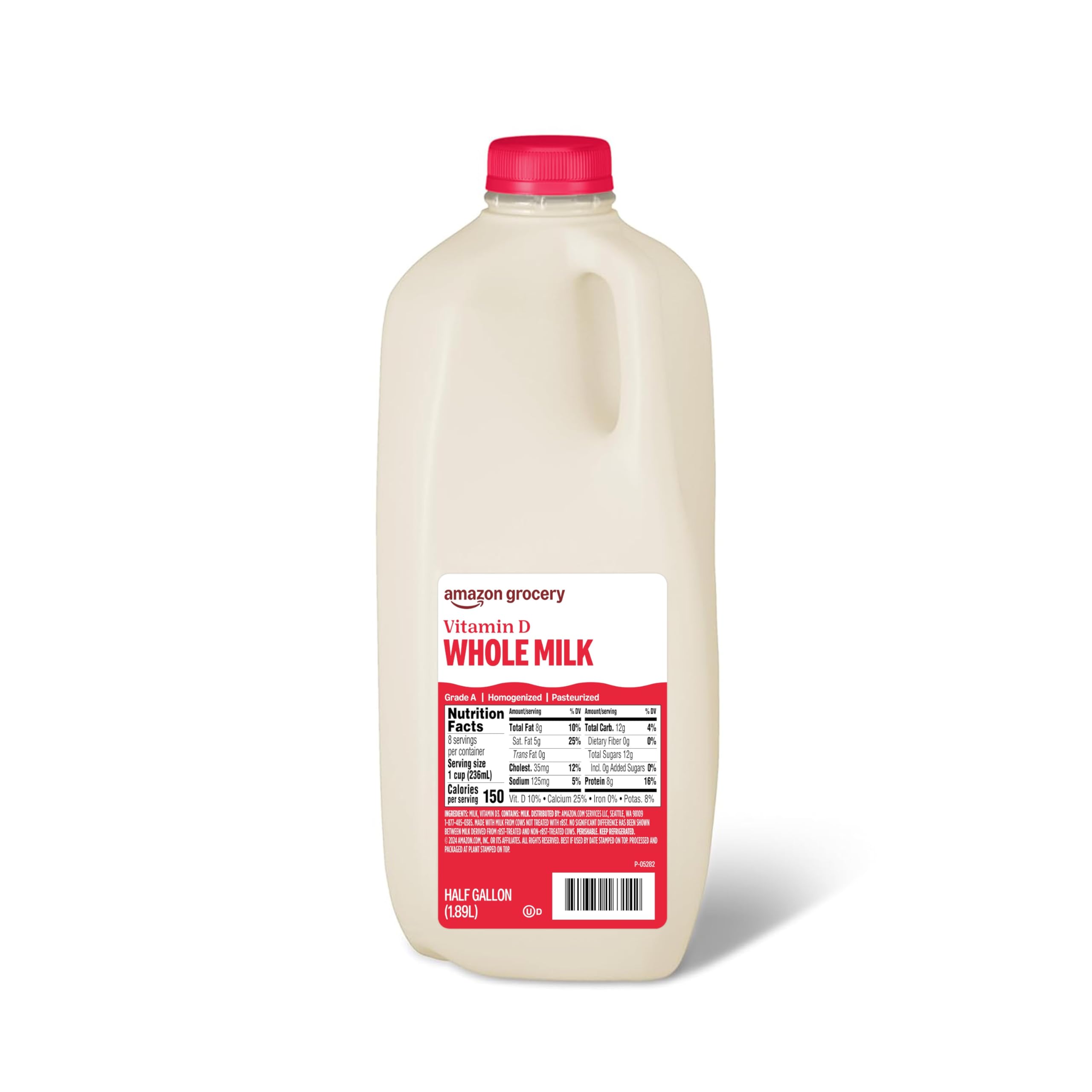 Amazon Grocery, Whole Milk, Half Gallon, 64 Fl Oz