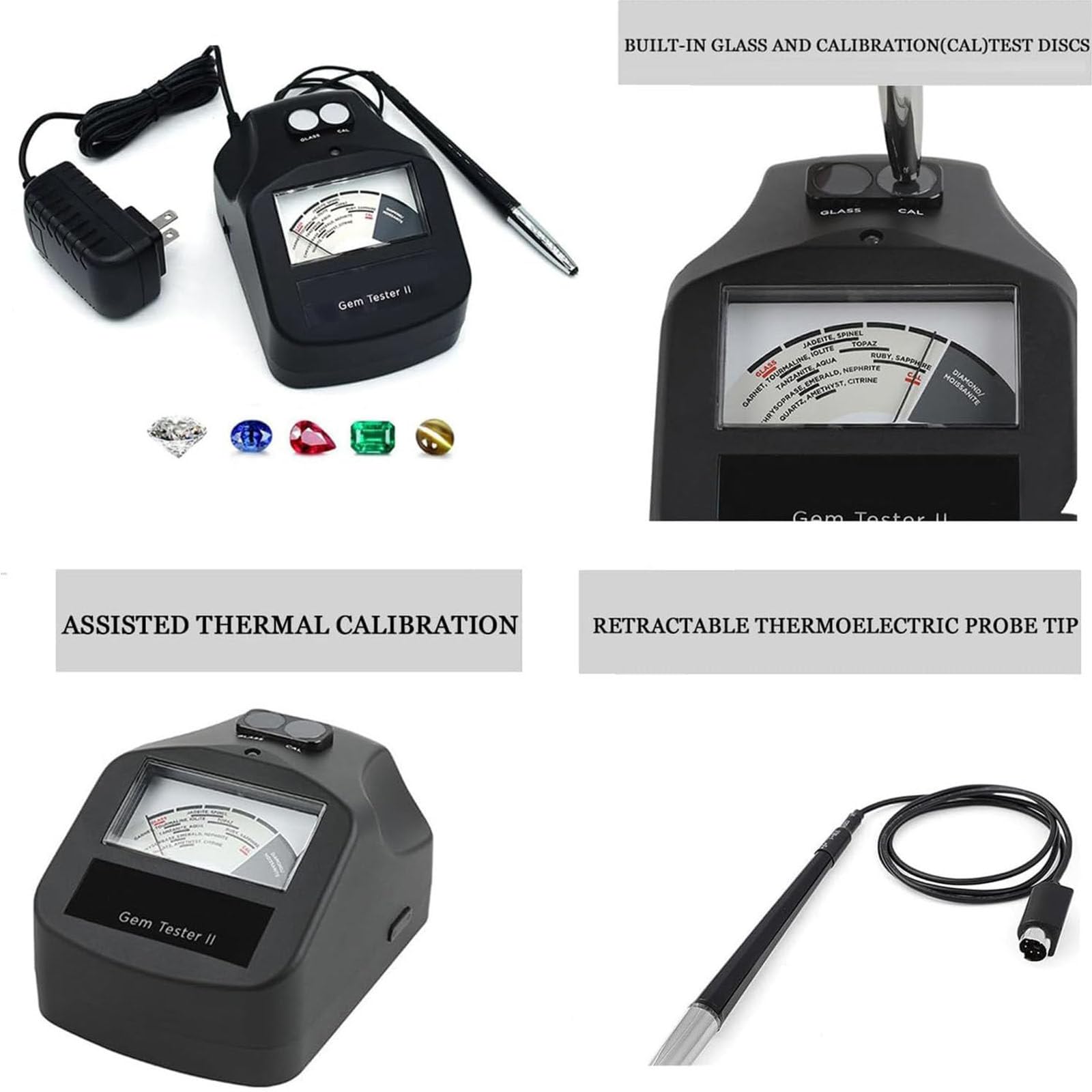 PixCy Probador Diamantes Piedras Preciosas Detector Profesional, Pluma Probadora Electrónica con Conductividad Térmica, Calibración Automática,Prueba Dureza Jade & Moissanita