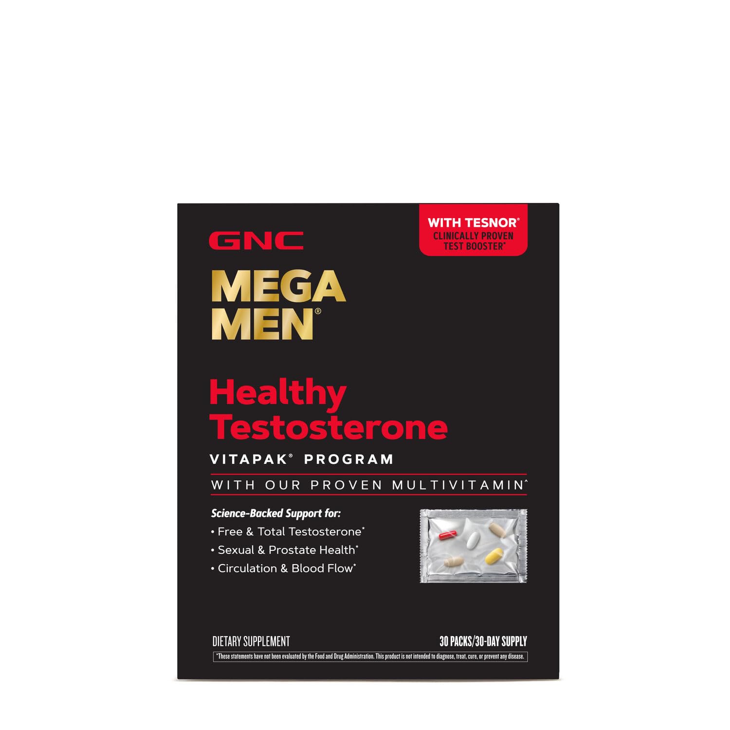 GNC Mega Men Healthy Testosterone Vitapak Program (30 Servings)