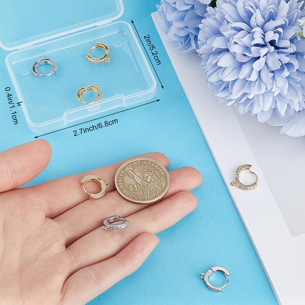 Beebeecraft 12 Pezzi Accessori per Orecchini Huggie Hoop Placcati In Oro 18K Zirconi Cubici 2 Colori 1 mm