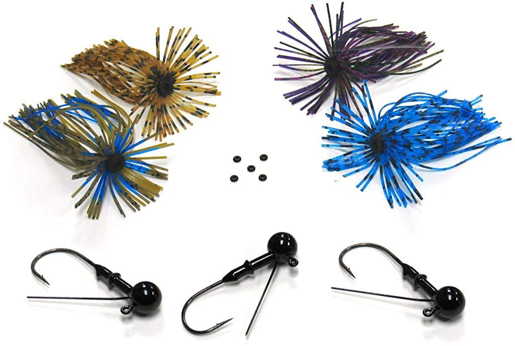 Harmony Fishing - Tungsten Resin Finesse Jigs (Modular Skirt Kit - 3 Finesse Jigs, 4 Skirts, 5 Bait Pegs)