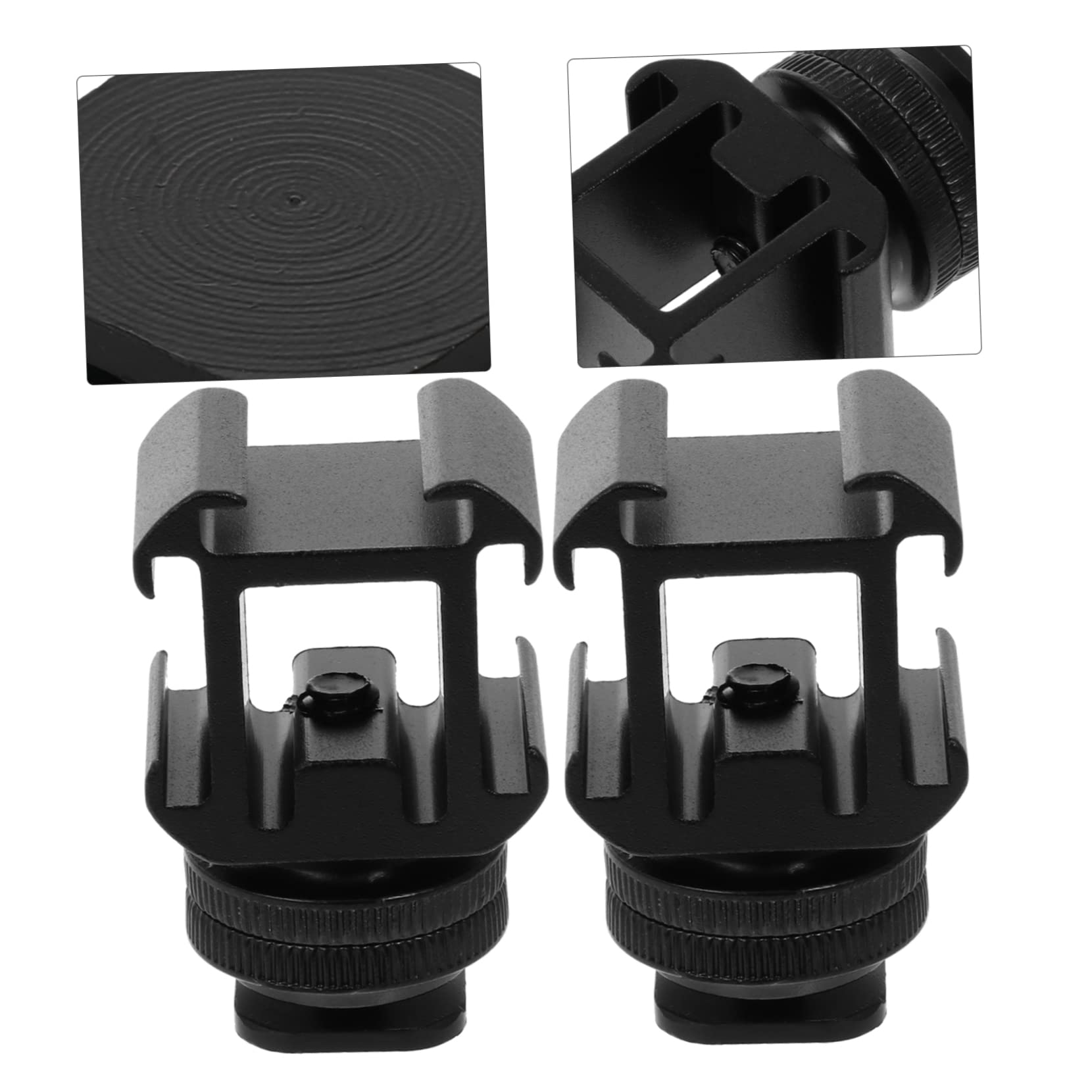 HOMOCONO 2 Sets Camera Mount Accessories Cellphone Stand Mic Stand Video Light Adapter Camera Stand Hot Shoe Base Shoe Mounts Cell Phone Accessories Hot Shoe Connector Aluminum Alloy Black