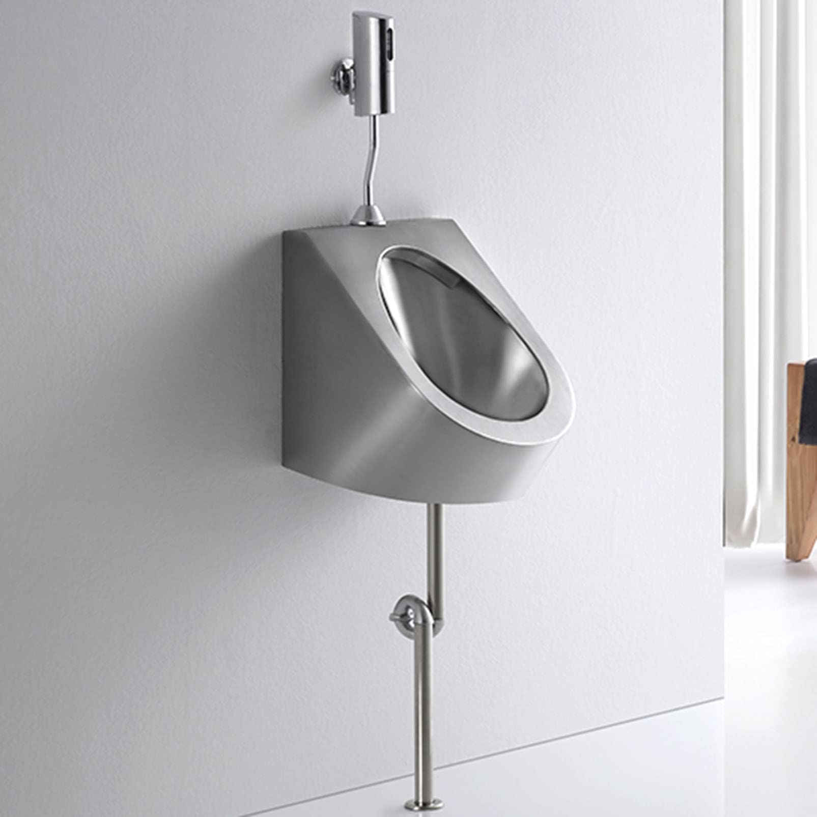 GTHTUHFD Urinal Troughs,Stainless Steel Urinal Wall Mounted Urinal, Modern Creative High-Efficiency Washout Urinal With Drain Valve, Commercial Residential Use Bathroom Toile,Ground Drainage-Kit 3