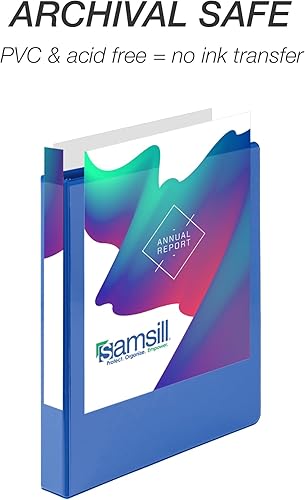 Vista 222 de Samsill (MP128587) - Carpeta de 3 anillos redondos de 3 pulgadas, fabricada en los EE. UU., con cubierta transparente personalizable para insertos