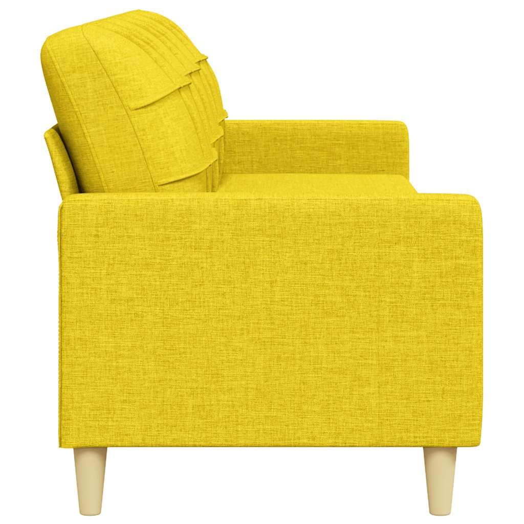 Sofa 3-osobowa, jasnożółta, szerokość siedziska: 210 cm, nowoczesny mebel tapicerowany z metalowym stelażem, do salonu, relaksu, wygodna kanapa