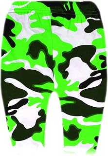 Pantalones cortos de ciclismo para niñas, elásticos, para danza, gimnasia, deportes, escuela, verano, camuflaje, a rayas, arcoíris, pantalones cortos de motociclista, 5-14 años, Camuflaje verde neón