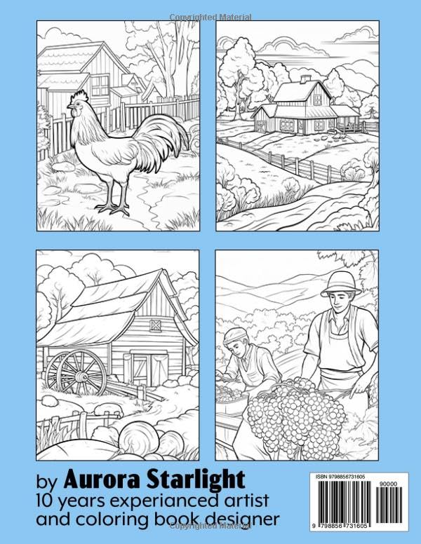 Miniatura 2 de Country Farm Coloring book 50 Unique Designs Beautiful Country Scenes, Landscapes and Animals for Adults