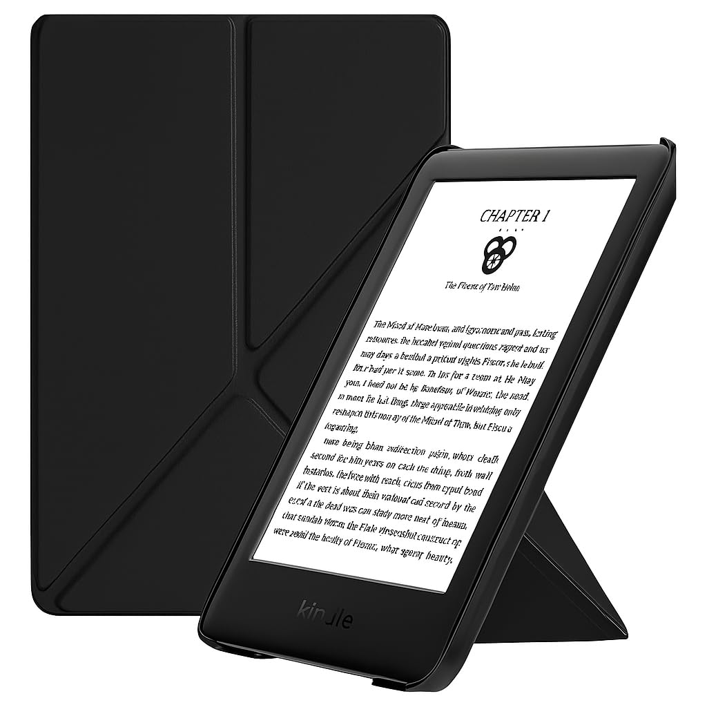 Capa Origami Kindle 11ª Geração 6” (Modelos 2022 e 2024 – C2V2L3 e RS23CV) – Rígida com Suporte para Leitura – Auto Hibernação – Fechamento Magnético (Preto) - Preto