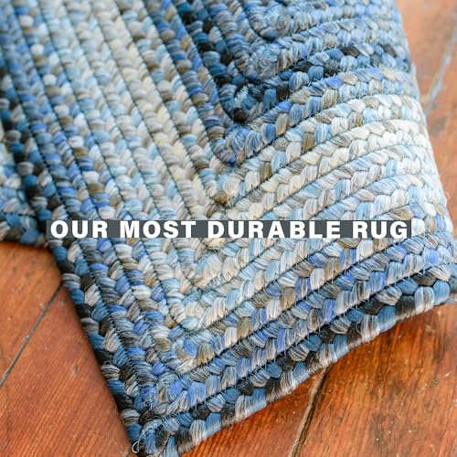 Homespice Juniper Blue Oval Braided Rugs 27"x45" - Country Blue Bathroom Rug, Soft, Water Absorbing, Machine Washable and Reversible - Both Indoor and Outdoor - Image 3
