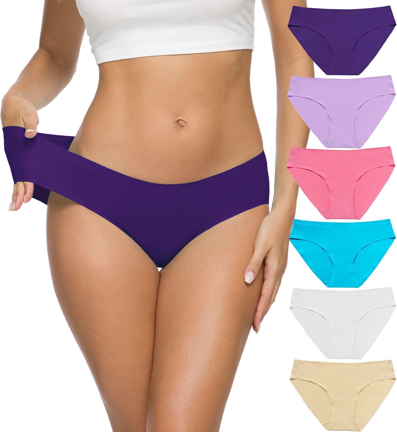 ALTHEANRAY Women’s Seamless Hipster Underwear No Show Panties Soft Stretch Bikini Underwears Multi-Pack