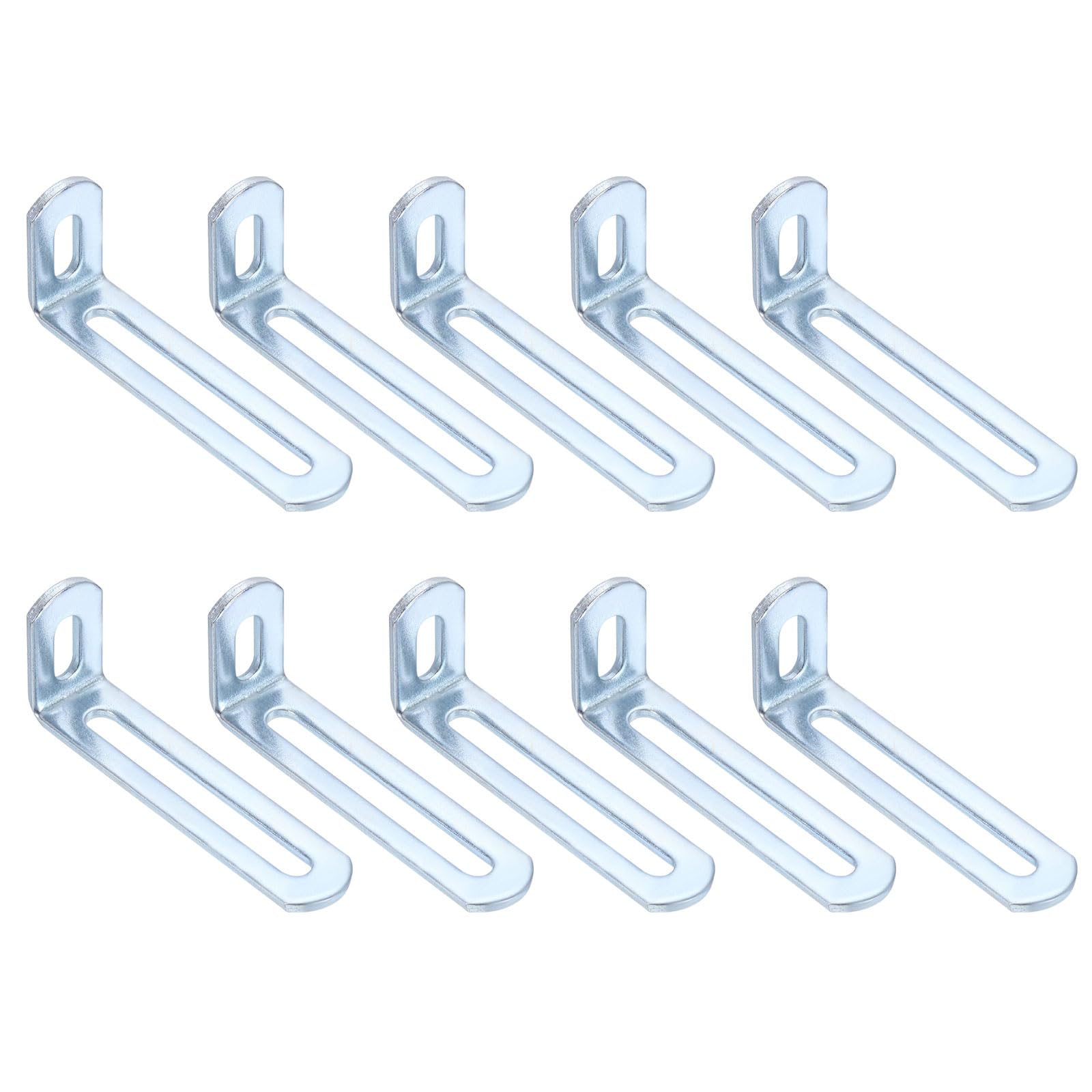 sourcing map 10 Pcs Adjustable Right Angle Brackets, Slotted L-Shape Corner Bracket 80mm, 90 Degree Steel l Bracket Support for Shelves, Wood Furniture Construction, Silver