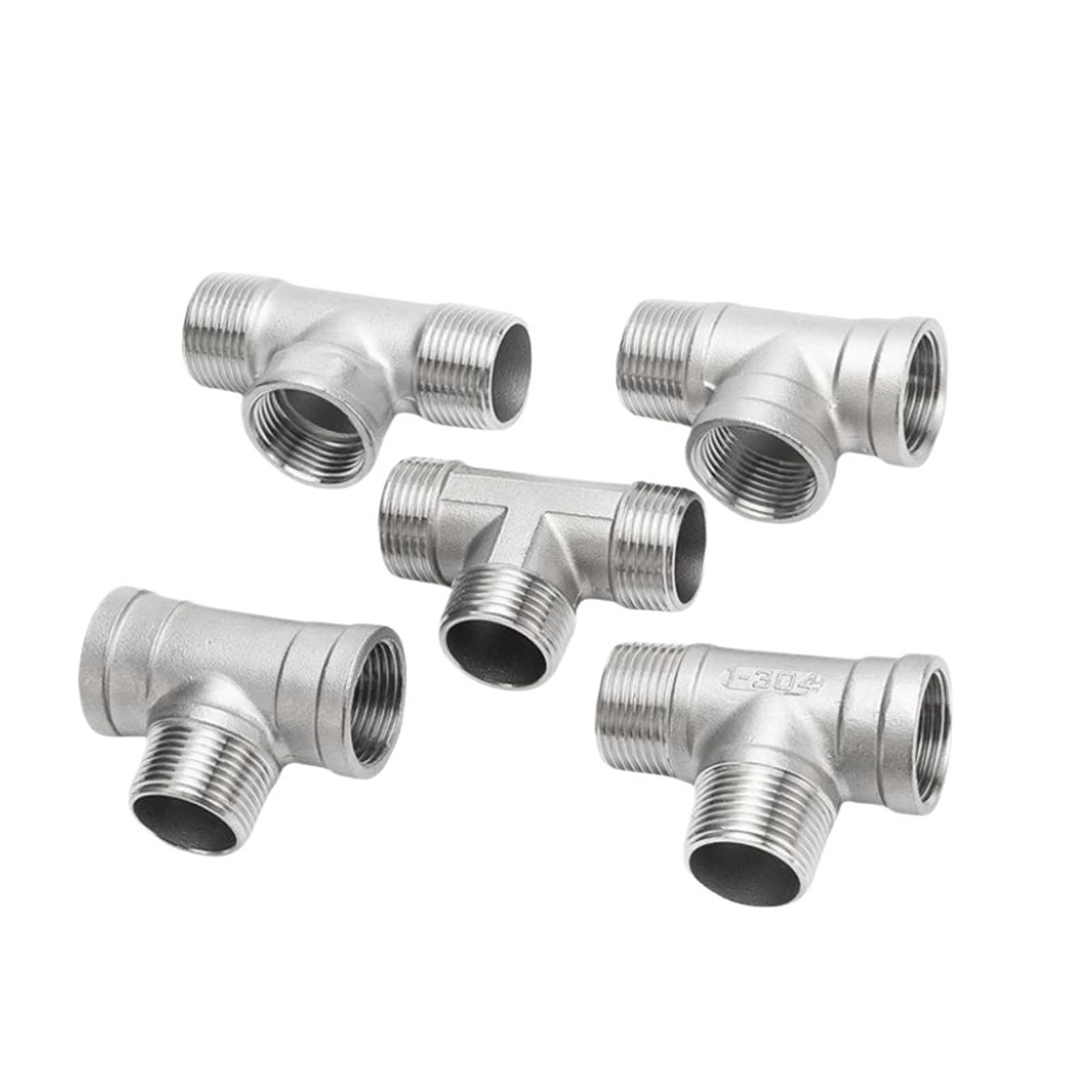 Conector de tubería en T de 3 vías con rosca macho, hembra y macho, 1/4 ", 3/8", 1/2 ", 3/4", 1 ", 1-1/2, rosca multifunción de acero inoxidable SS304(Male-Male-Male,G2.5 BSP DN65 G2-1l2)