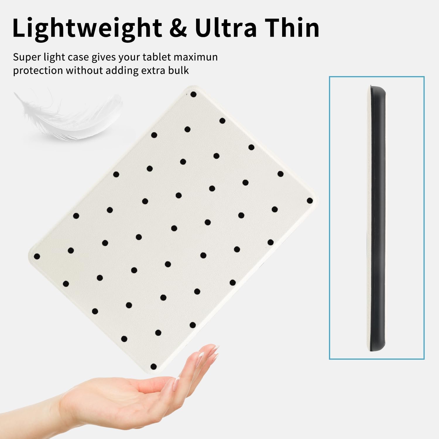 Aesthetic Polka Dot Case for 7" Kindle Paperwhite 12th Generation/Kindle Colorsoft Signature Edition 2024 with Hand Strap Premium Leather Folio Cover Protective e-Reader Case