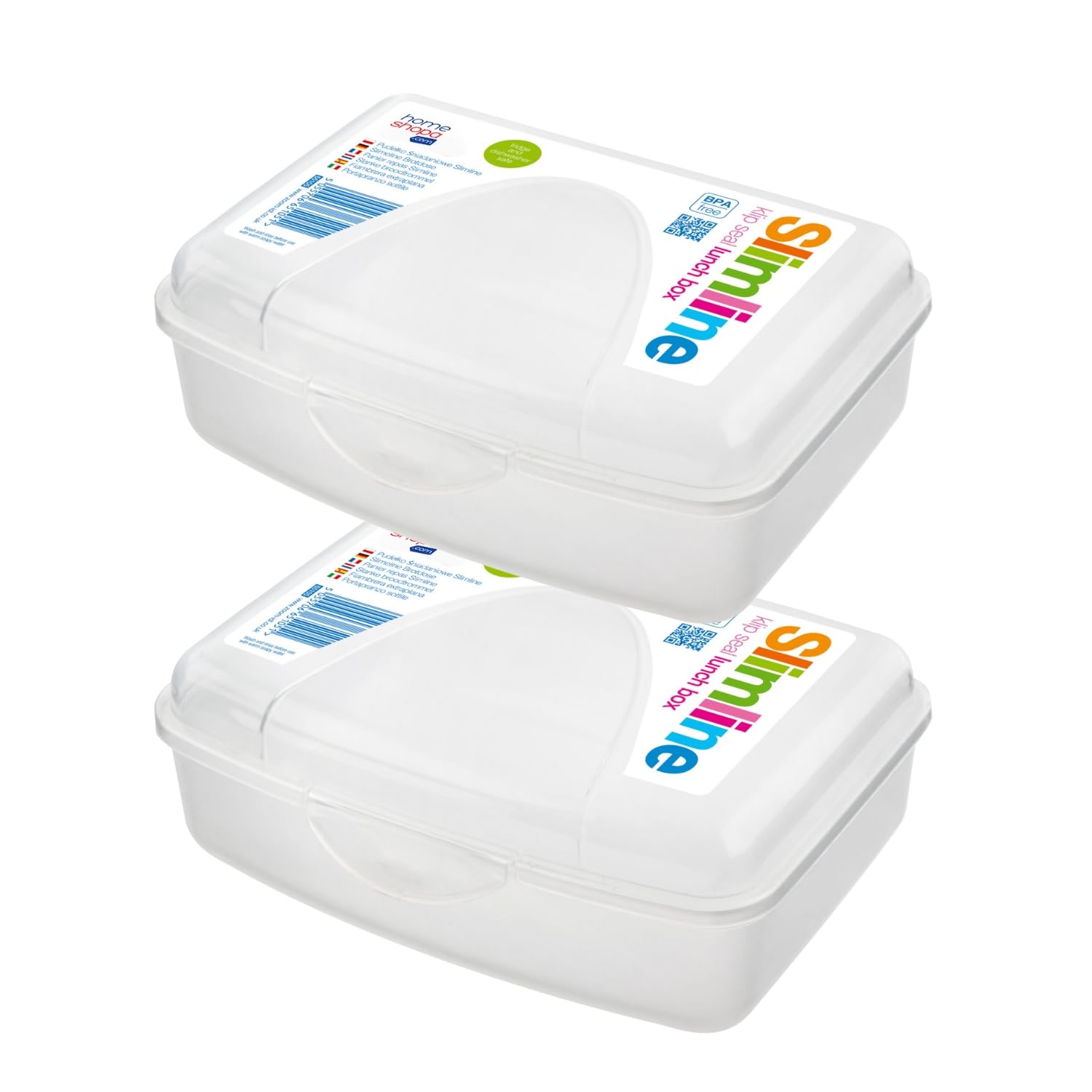 HOMESHOPA School Lunch Box, 2 Pack 1.3 Litre, BPA-Free, Airtight Sandwich Boxes, Leakproof & Stackable Reusable Food Storage Container, Fridge & Dishwasher Safe