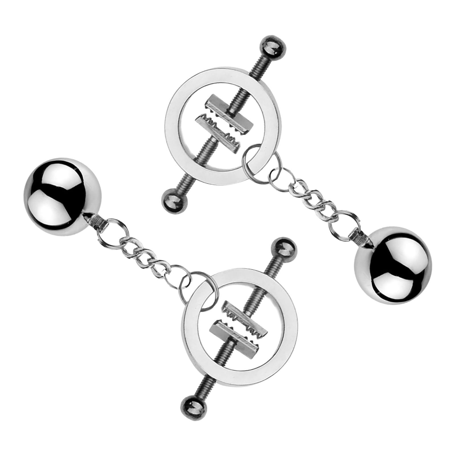 BDSMLOVE Juego de pinzas y estimulador de pezones con bolas de acero con peso, juguetes BDSM, juguetes sexuales eróticos de esclavitud extrema para mujeres y hombres (B)