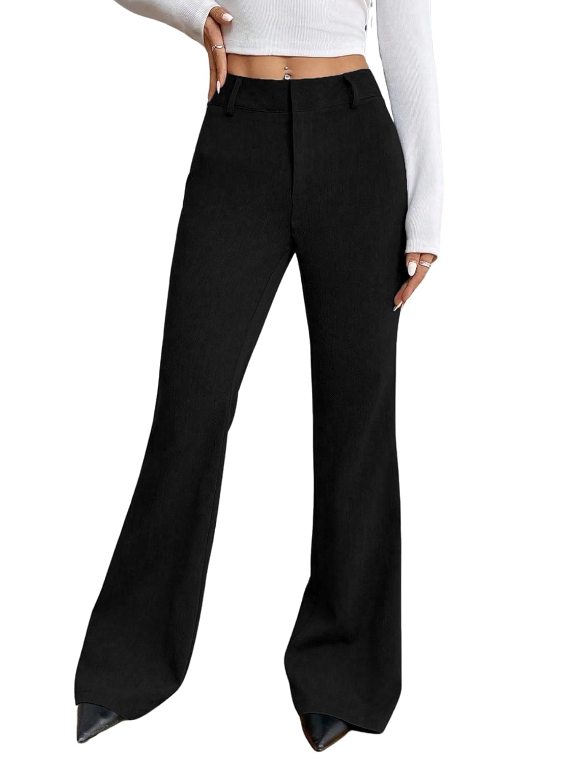 Aahwan Low Waist Flared Fly Front Trousers for Women’s & Girl’s Aahwan Low Waist Flared Fly Front Trousers for Women’s & Girl’s