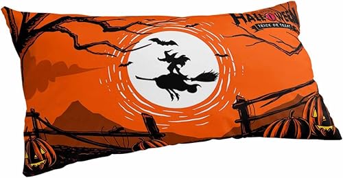 Fundas de almohada de Halloween tamaño King, fundas de almohada suaves decorativas para sofá de cuerpo largo, con cierre de sobre, color naranja y