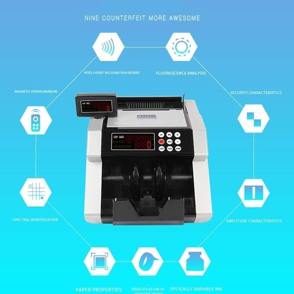 Máquina contadora de Dinero de Grado empresarial con detección de Billetes Falsos Ultravioleta/magnético (UV/MG), Pantalla LCD, Detector de detección de Billetes Falsos para supermercados