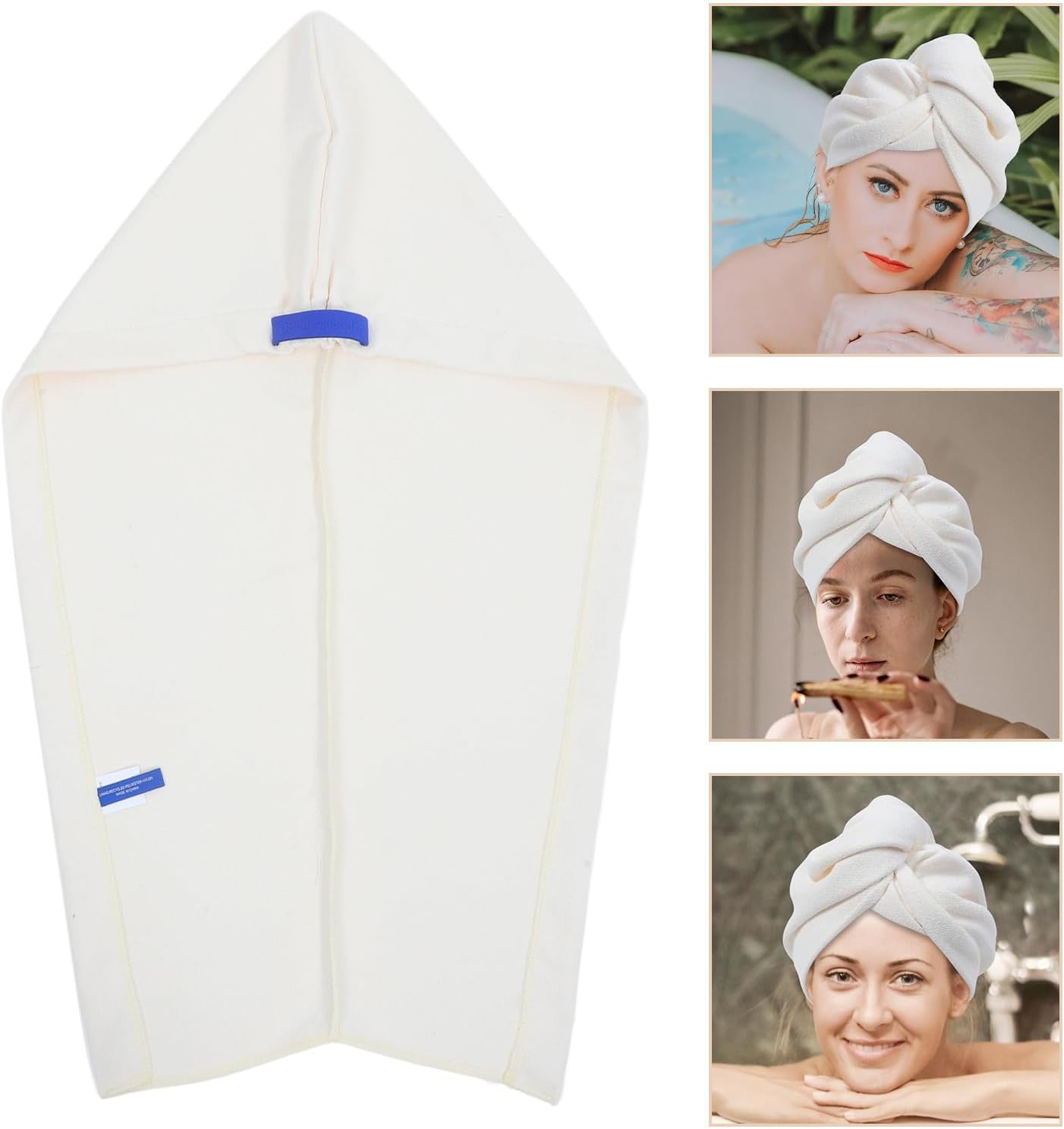 Beige Microfiber Hair Drying Cap, Quick Drying Water Absorbent Head Wrap | Lightweight Portable Design, Wear Resistant, Simple Fashion Style