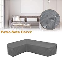 Vista 2 de Funda para sofá de patio, funda para muebles seccionales en forma de L, resistente al agua, protector de sofá de jardín con correa de hebilla y asa