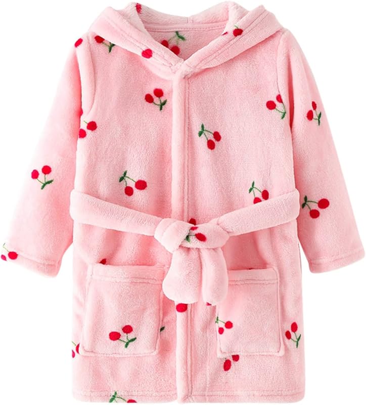 Boys Girls 𝐑obe Hooded 𝐁ath𝐑obe Toddler 𝐑obes Soft Coral Flannel 𝐏ajamas Unisex Dressing Gown for