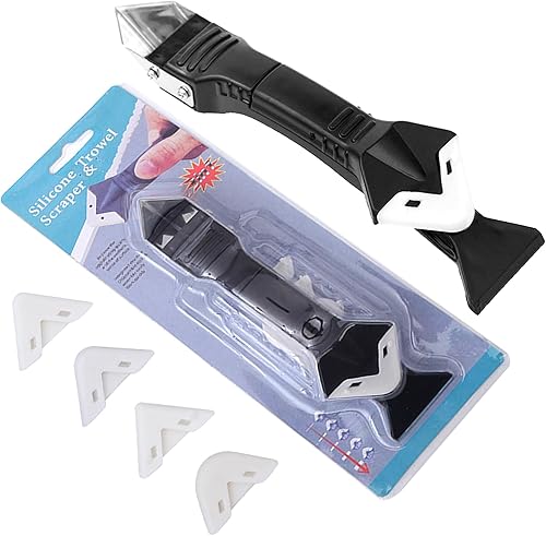 Herramientas de calafateo de silicona, herramienta de silicona 3 en 1 con sellador de cabeza de acero inoxidable herramienta de acabado para cocina,
