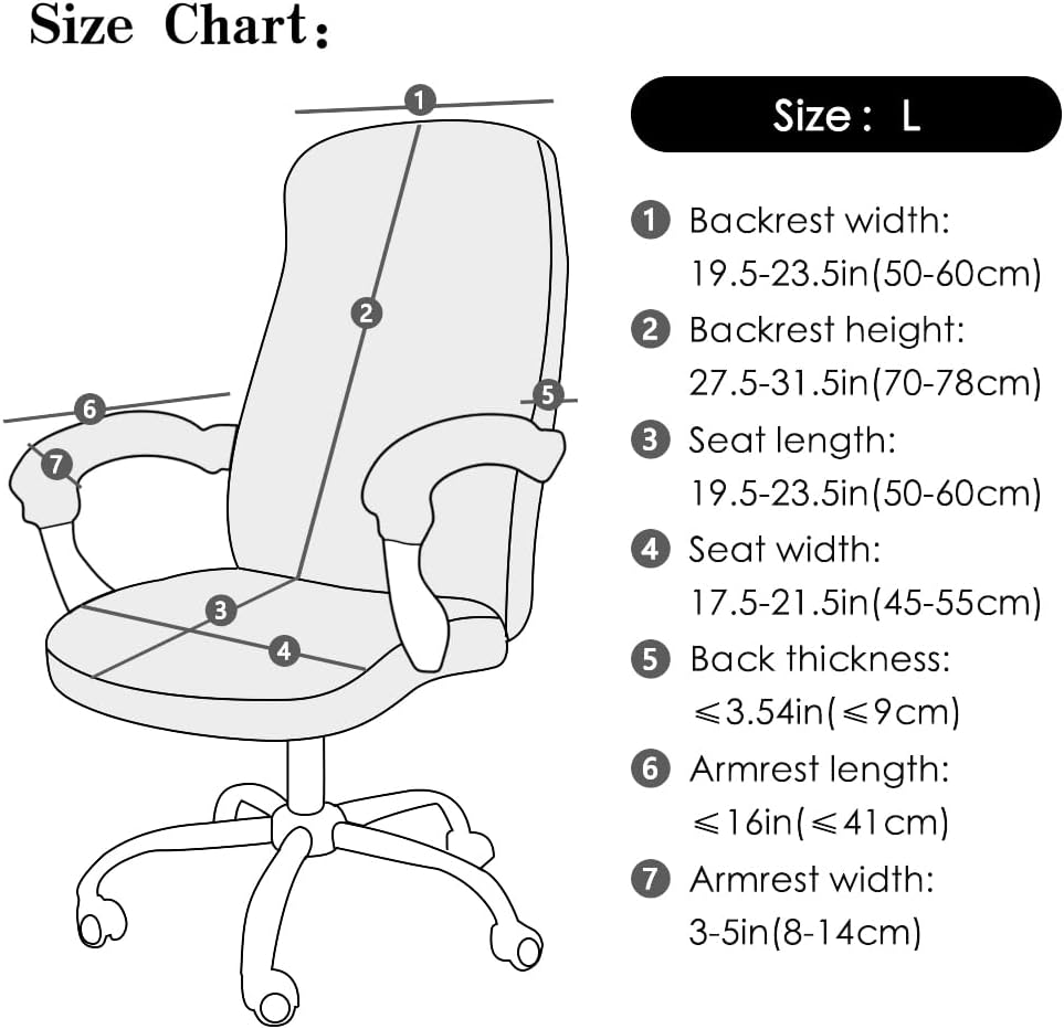 FORCHEER Large Office Chair Cover with Armrest Covers Black Water Repellent Jacquard Computer Chair Covers with Arms Washable Removable