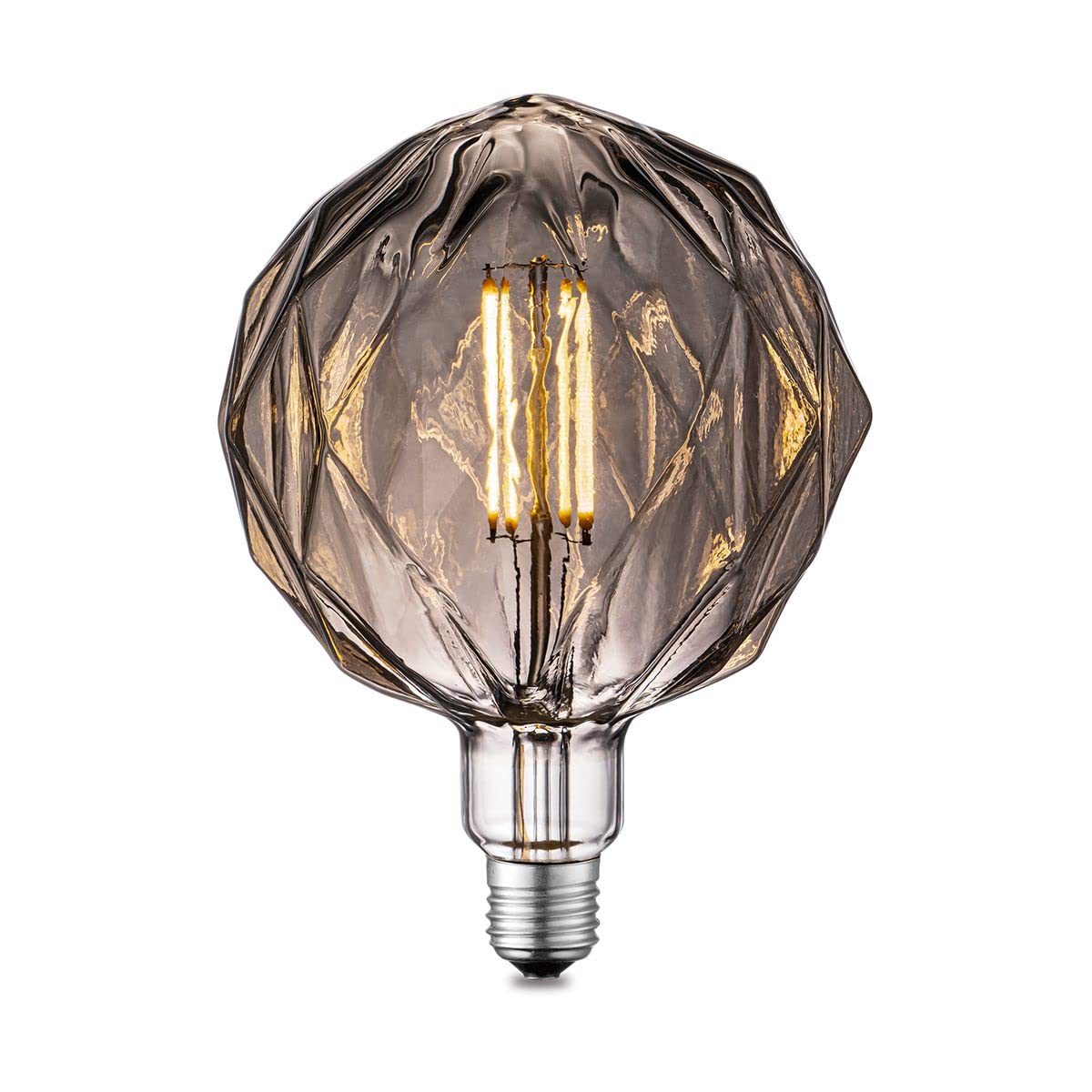 Home Sweet Home Edison Vintage E27 | fonte luminosa LED filamento Globe | G150 Crystal lampada LED | Fumo | Dimmerabile | 4W 100lm 1800K | luce bianca calda | Adatto per attacco E27