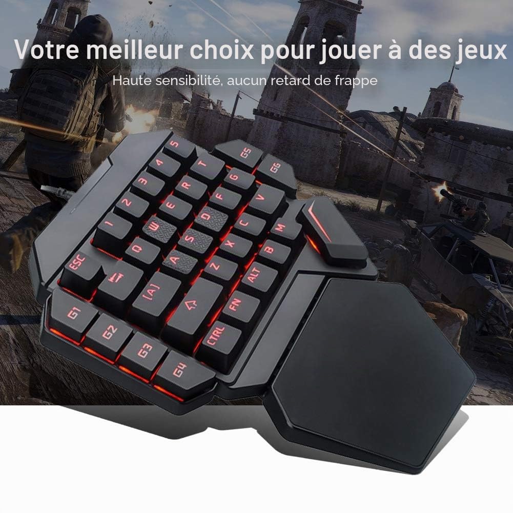 Clavier de Jeu à Une Main, Clavier mécanique Portable Blacklight RGB à 35 Touches avec Fonction de définition de Macro Compatible avec Win10/8/7/Vista/ME/Mac/Linux/IBM