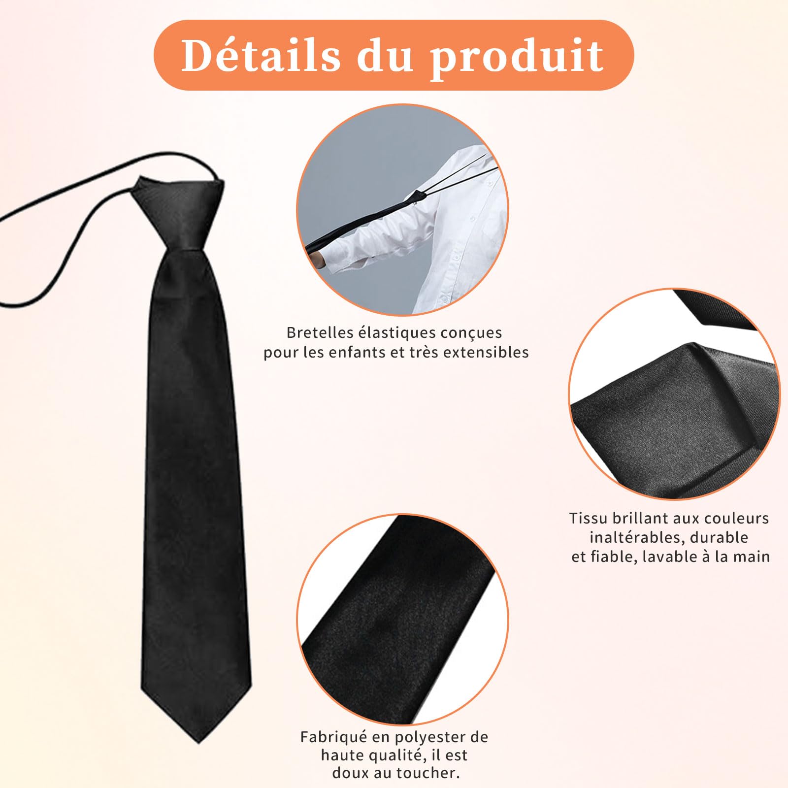 Corbata infantil 28 cm, corbata infantil, corbata satén negra, corbata oficial para bodas, bailes infantiles y uniformes escolares