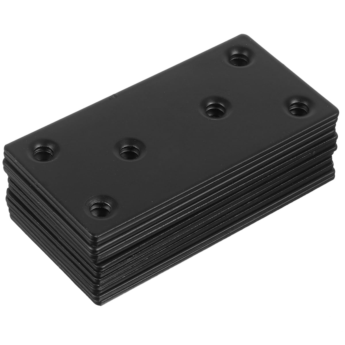 HOMOCONO 10pcs Stainless Steel Corner Code Flat Plate Straight Bracket Flat Bracket Metal Plate with Holes Metal Mounting Plate Braces for Wood Mending Plates Small Metal Plate Black