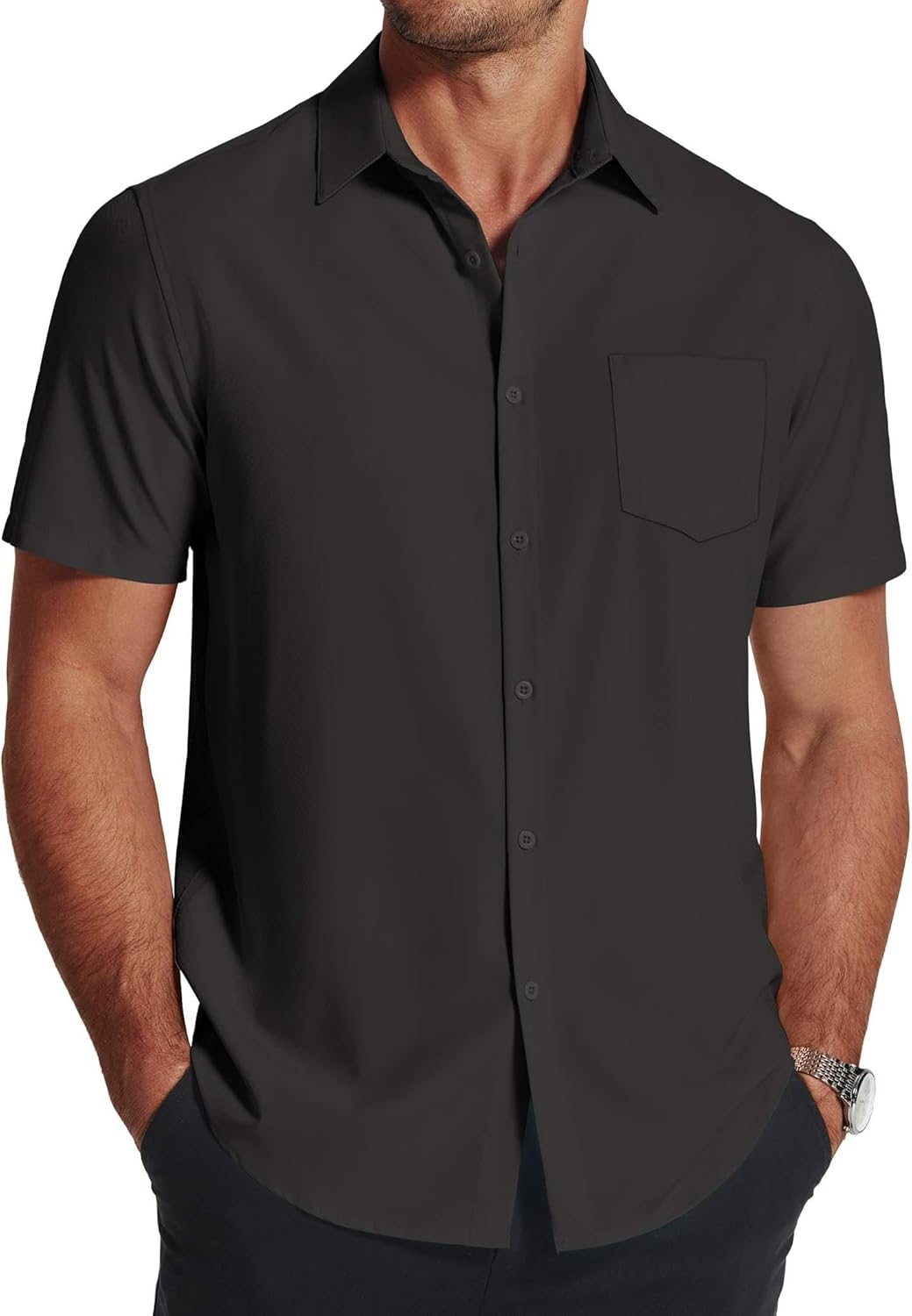 COOFANDY Men's Short Sleeve Dress Shirts Wrinkle Free