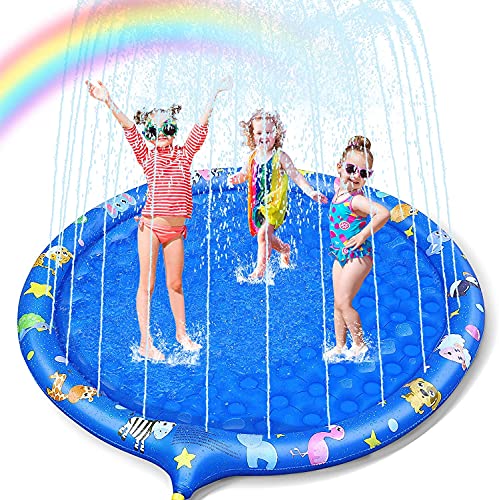 Tapis de Jet d'eau,172 cm Splash Pad Sprinkler et Splash Play Mat pour Les Tout-Petits ​Gonflable Antidérapant Piscine pour Enfants de ​pour Enfants
