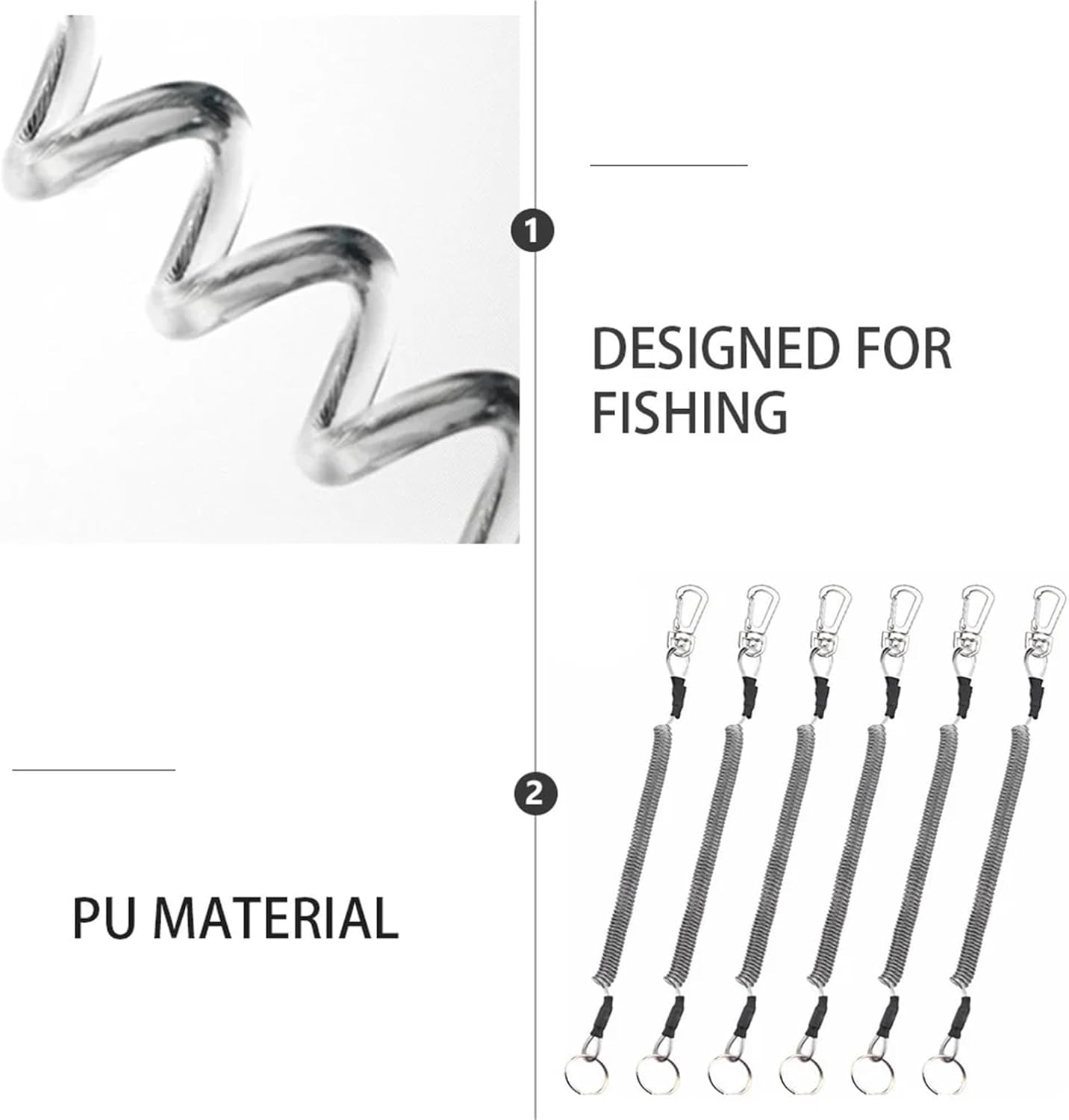 Fishing Lanyard 30 PCS Fishing Rod Holder Elastic Retractable Rope Spring Key Chains Outdoor Gear Tool for Pliers Boating Tools