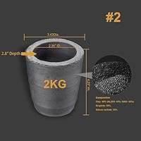 Vista 2 de QNK Crisol de grafito de arcilla de 4.4 lbs para fundir metal fundición de cobre refinación de oro plata latón aluminio negro fundición taza