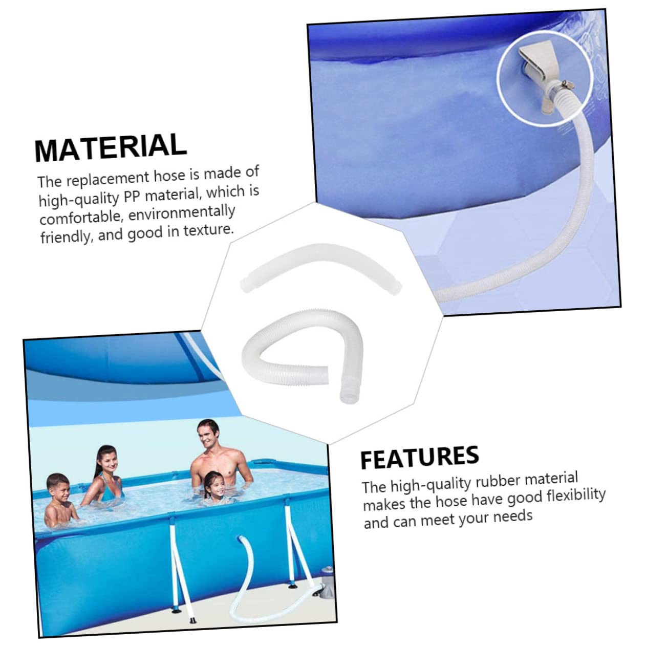 POPETPOP 2 piezas Manguera Flexible para Bomba y Filtro de Piscina de Repuesto Duradero y Adaptable con Material de Goma Resistente y Prevención de Fugas Accesorios Esenciales para