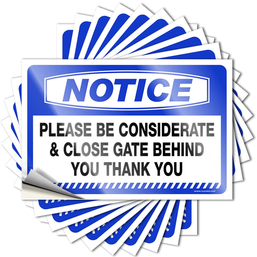 Tattoos - Fuzzy Waterproof Notice Please Be Considerate & Close Gate Behind for Bathroom Front Door Decor(6X9CM)