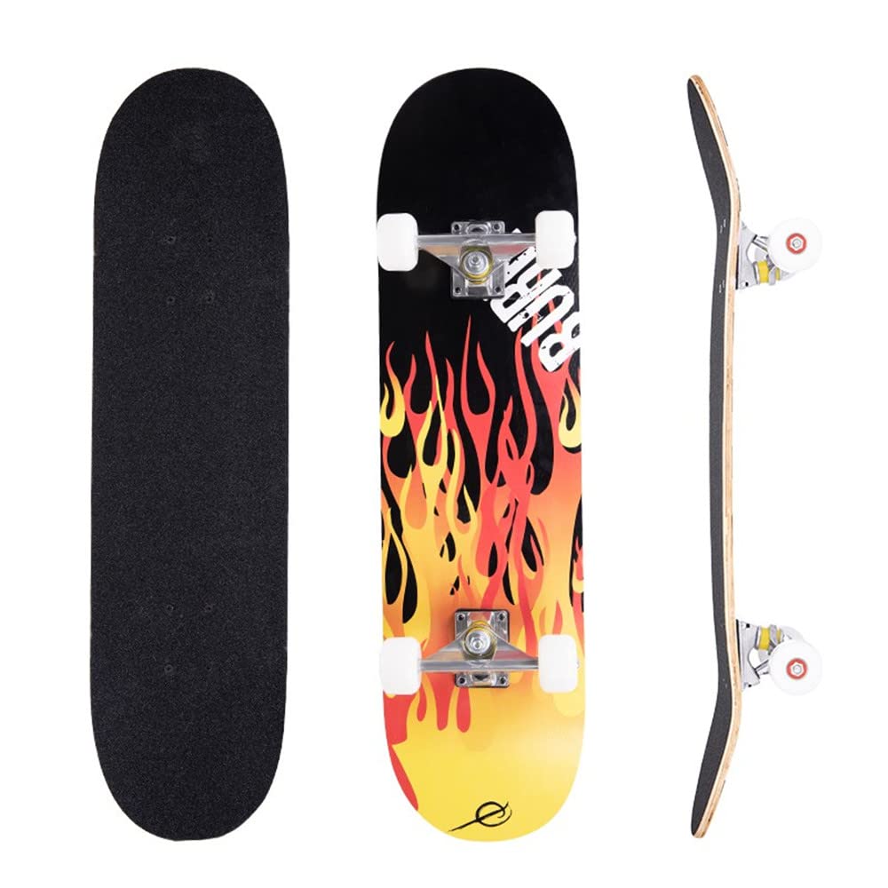 Arabest Skateboard - Skateboards for Beginners 80 x 20cm Complete Standard Skateboard for Girls and Boys, 7 Layer Maple Double Kick Concave Skateboard for Kids and Adults