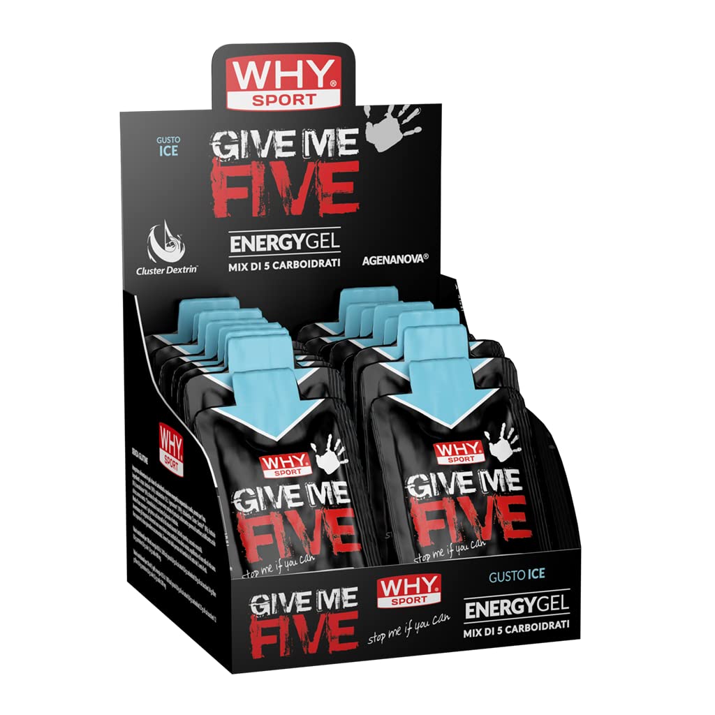 WHY SPORT GIVE ME FIVE - Integratore Alimentare Energetico a Base di Carboidrati e Sodio - Gusto Ice - 50 ml - 24 gel
