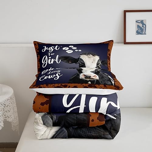 Miniatura 5 de Erosebridal Juego de edredón de vaca, tamaño matrimonial, juegos de ropa de cama de vaca lechera para niños, niñas y adultos, edredón de plumón con